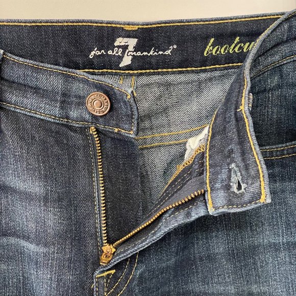 7 For All Mankind Womens Size 28 Bootcut Denim Jeans Dark Wash Low Rise USA Made - Picture 7 of 16